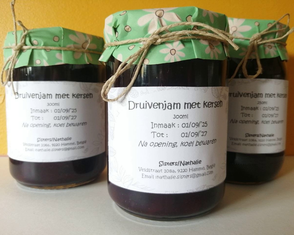Druivenjam met kersen