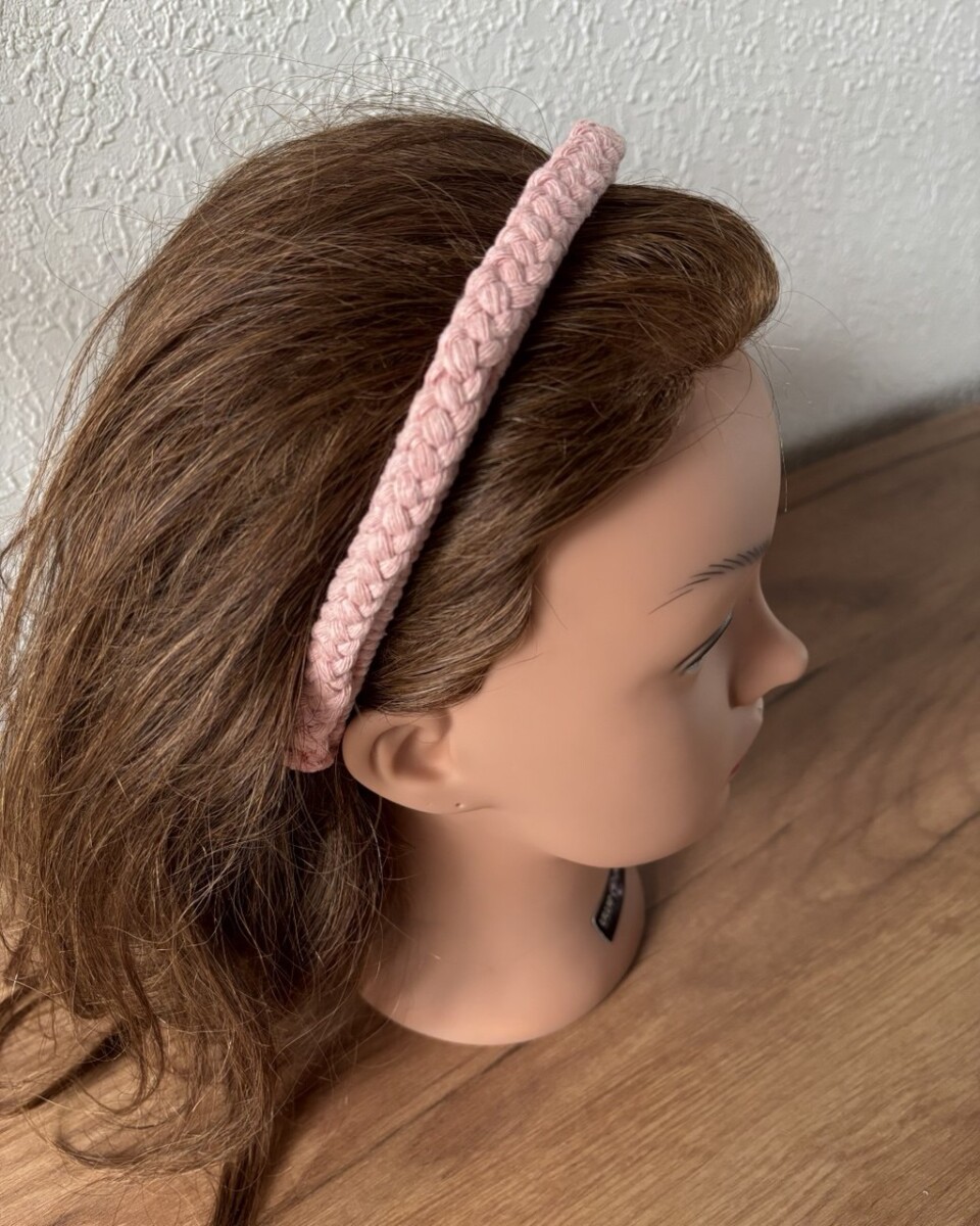 Diadeem Macramé Roze Vlecht.